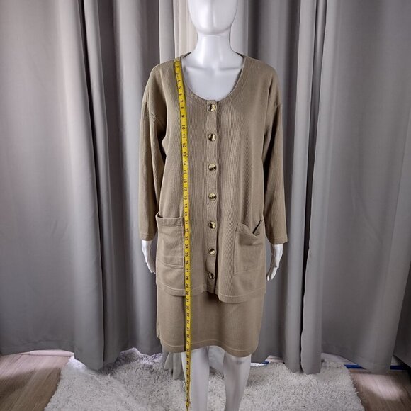 Express Cotton Blend Tricot Tan Sweater (Size Large) & Skirt (Size Medium) Set - Picture 3 of 16